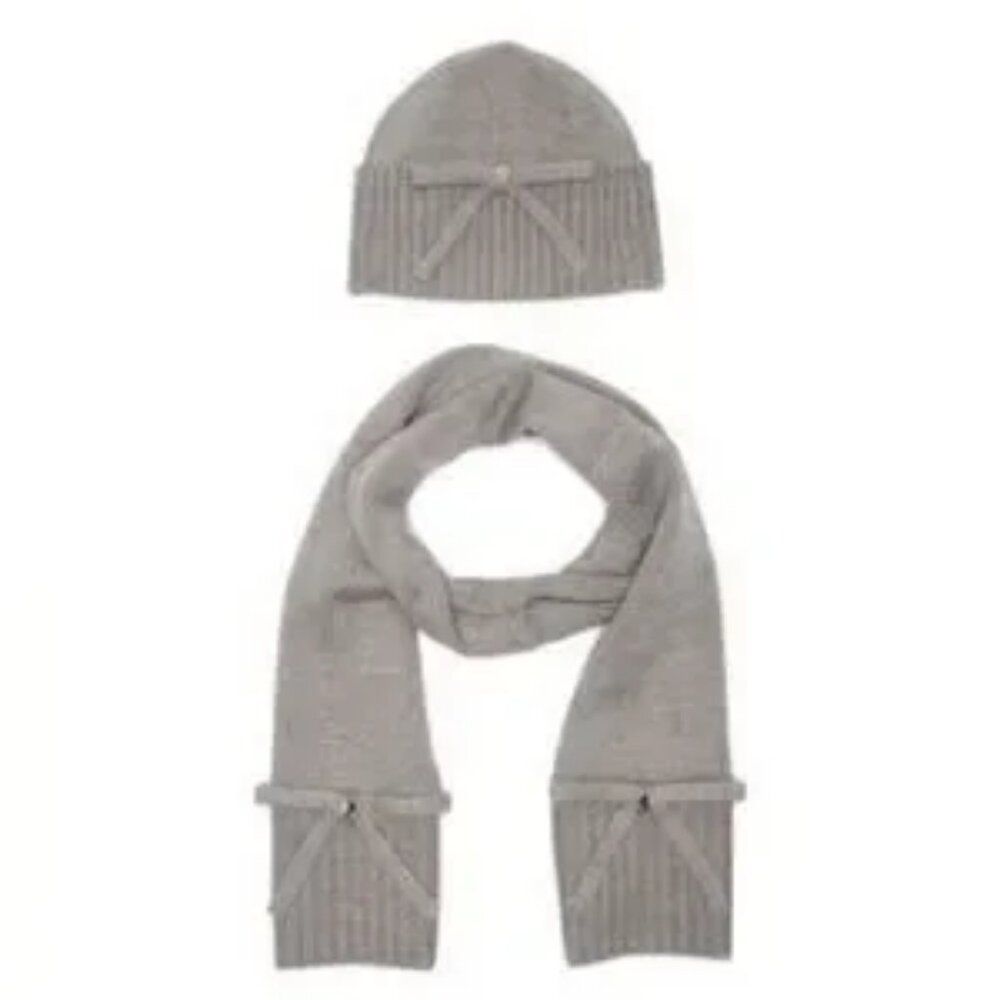 Kate Spade "Bow Knit" Beanie & Scarf *SET*